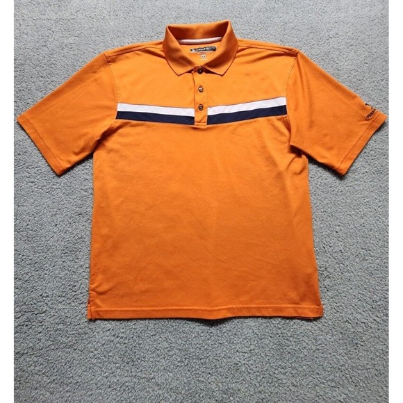 Pebble Beach Performance Polo Shirt Mens Golf Orange Stripped Size Medium - Picture 3 of 12